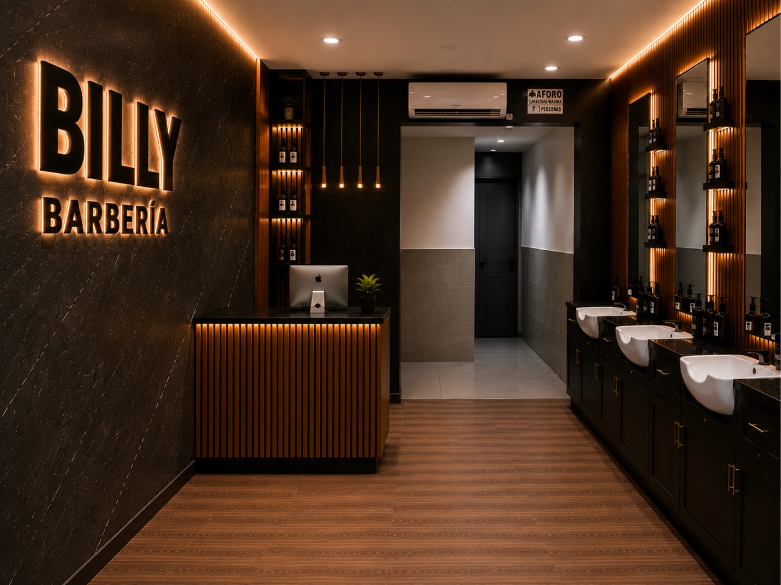 Recepción frontal con logo Billy